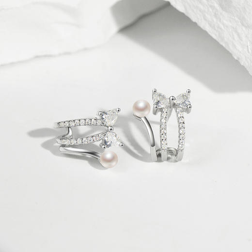 FANCI范琦 【明星同款】猫咪结耳钉925银珍珠耳钉蝴蝶结百搭耳环轻奢高级感 商品图1