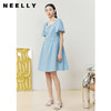 NEELLY纳俪商场同款方领泡泡袖连衣裙女收腰气质大摆裙夏季A字裙N22061Y01191 商品缩略图4