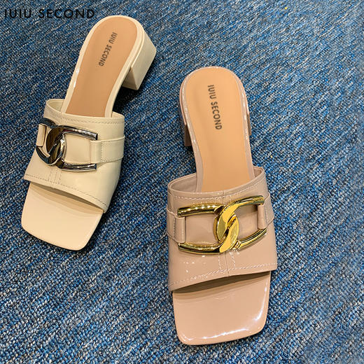 IUIU SECOND夏款金属饰口高跟凉拖鞋U21BJ23481 商品图5