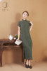 铜氨丝连肩袖墨绿色旗袍 商品缩略图2