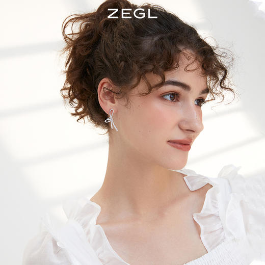 ZEGL蝴蝶结流苏耳环女小众设计感高级耳钉不对称925银针夏季耳饰 商品图3