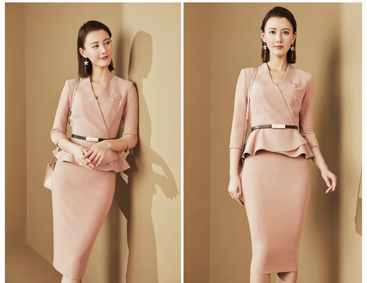 ”黄亦玫 “JG303176T1X5QQ 颈袖添香春夏季时尚气质荷叶边商务职场装女装套装西装套 气质修身荷叶边套裙JG303176T1X7QQ 商品图3