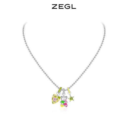 ZEGL小彩串夏日多巴胺穿搭设计师笑脸串珠项链女生珍珠小熊锁骨链 商品图3