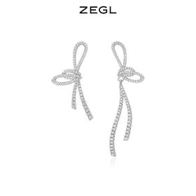 ZEGL蝴蝶结流苏耳环女小众设计感高级耳钉不对称925银针夏季耳饰