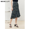 NEELLY纳俪商场同款碎花半身裙女不规则高腰鱼尾裙中长款A字裙夏N22061E01187 商品缩略图0
