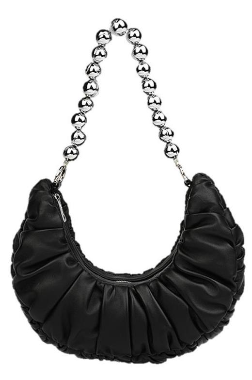 EVENING花椒粒褶皱腋下包 100%羊皮 白色/黑色 2022春夏新款 商品图2