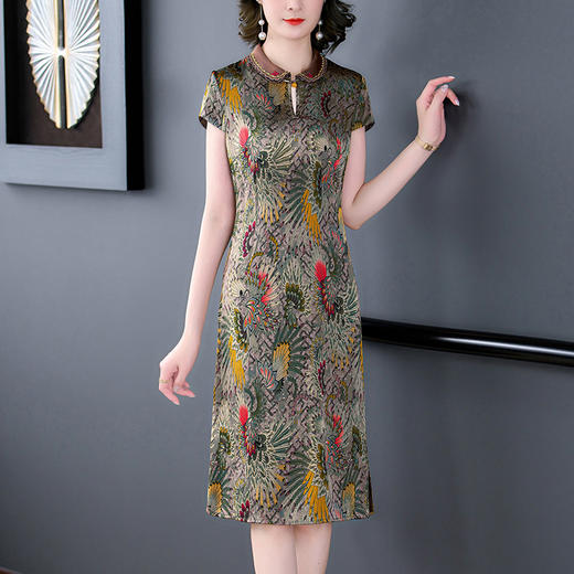 香云纱贵夫人连衣裙，中年气质改良旗袍YMR-8671 商品图0