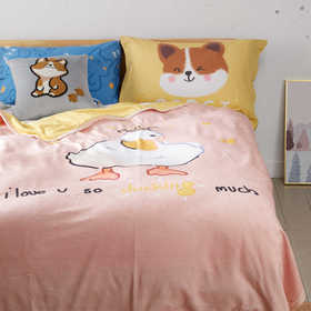 萌萌鸭双层法兰绒毯