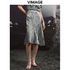VIMAGE/纬漫纪夏季新款高腰复古印花鱼尾裙摆半身裙VB2206906 商品缩略图2