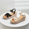 ZHR厚底凉鞋女2022年新款夏季百搭坡跟轻便复古一字带女鞋子 商品缩略图2