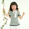 mettekids儿童短袖T恤2022新款女童圆领夏装彩色条纹花边领上衣 商品缩略图4