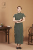 铜氨丝连肩袖墨绿色旗袍 商品缩略图0