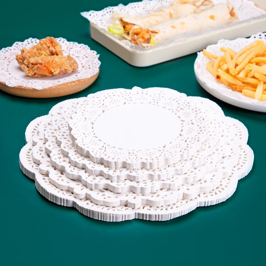 喇叭花花底纸圆形花纸吸油纸烘焙防油纸厨房花垫纸披萨纸垫盘纸100张 商品图1