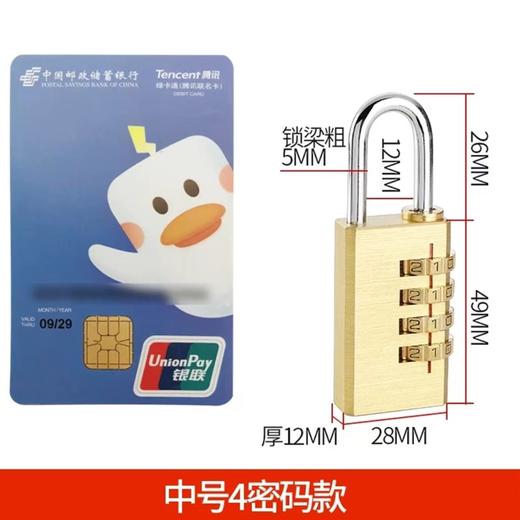 纯铜密码挂锁旅行箱锁更衣柜书包箱包健身房家用迷你密码小锁头 商品图6