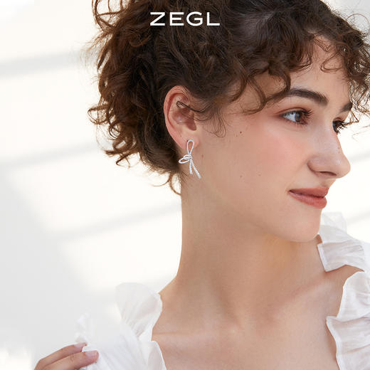 ZEGL蝴蝶结流苏耳环女小众设计感高级耳钉不对称925银针夏季耳饰 商品图4
