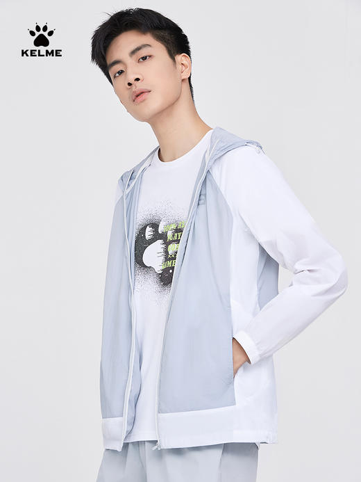KELME卡尔美梭织皮肤衣外套男2022夏季新款透气防晒连帽运动开衫6224WT1002 商品图3