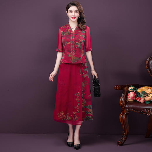 高档中年妈妈礼服，高贵喜婆婆婚宴两件套YMR-8682 商品图0