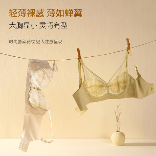 大胸显小大码文胸记忆软支撑镍钛钢圈防下垂超薄性感蕾丝透气内衣 商品图1
