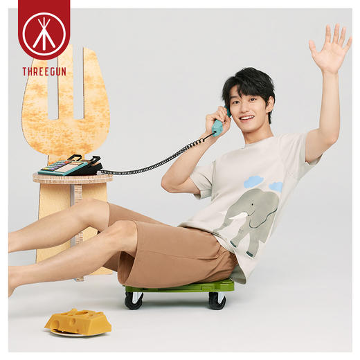 Threegun三枪 【舒感棉】圆领短袖短裤男士家居套家居服-82067D011 商品图1