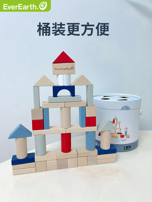 德国EverEarth 百变拼搭积木50粒单品 儿童宝宝早教益智木质拼搭积木玩具一岁宝积木 商品图4