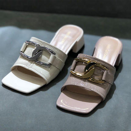 IUIU SECOND夏款金属饰口高跟凉拖鞋U21BJ23481 商品图2