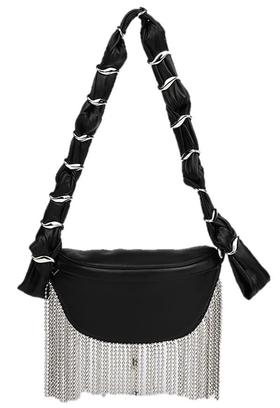 EVENING海带节褶皱斜挎包 100%小羊皮 黑色 2022春夏新款