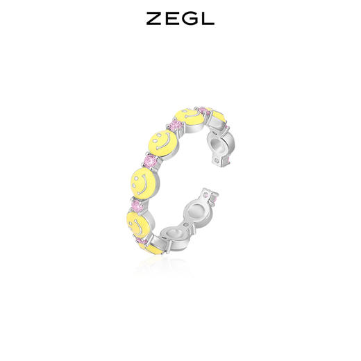 ZEGL设计师彩虹串珠戒指女夏日多巴胺穿搭彩色小众开口笑脸食指戒 商品图4