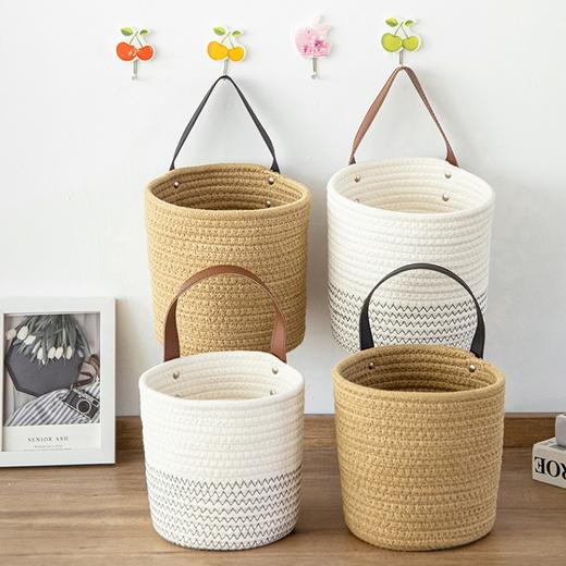 【经久耐用】出日本サントリー（桑得利）编织壁挂收纳筐一组 商品图0