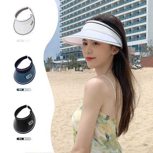 「19.9元包邮！数款颜色」夏季款纯色遮阳防晒空顶帽 户外大檐太阳帽配饰 商品图0