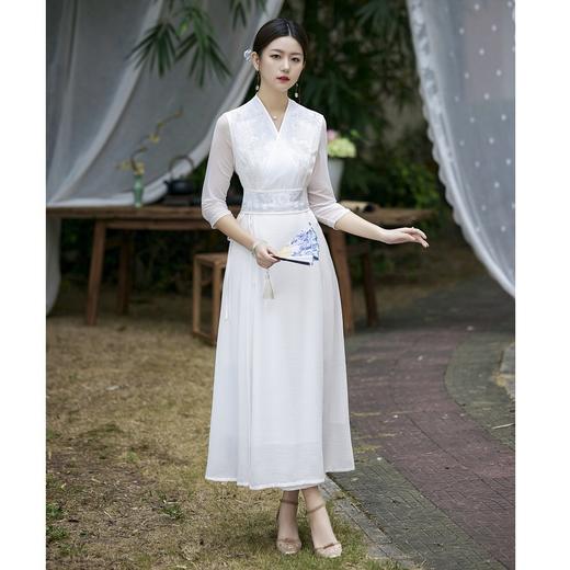 国风时尚女士中式双龙戏珠刺绣连衣裙(带腰封) LX21079 商品图1