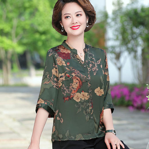 LGyph 中老年女春装七分袖薄褂子40岁50女士衬衣妈妈夏装衬衫上衣服开衫 商品图2