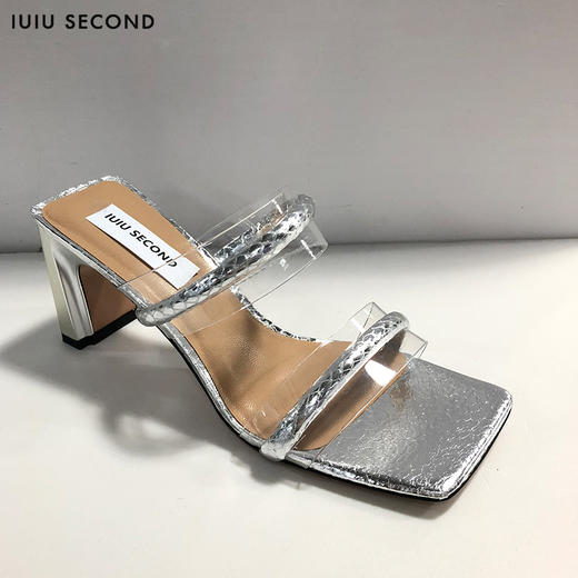 IUIU SECOND夏款时尚方头高跟凉拖鞋U21BJ23531 商品图1