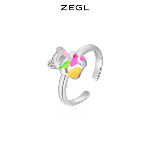 ZEGL设计师彩虹串珠戒指女夏日多巴胺穿搭彩色小众开口笑脸食指戒 商品图6