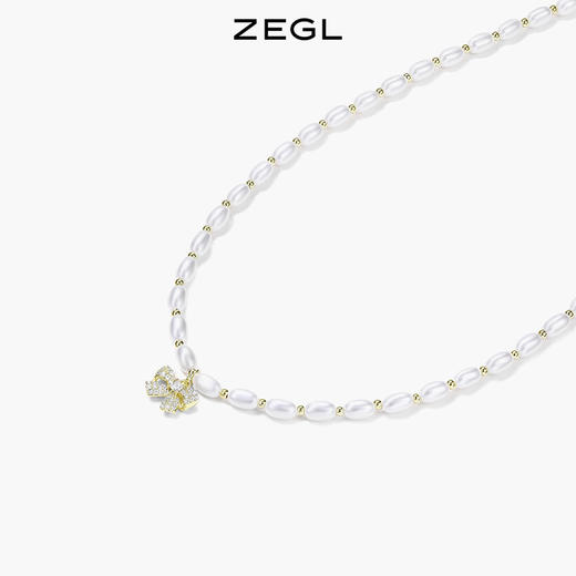 ZEGL蝴蝶结人造珍珠项链女高级感轻奢2022年新款潮锁骨链复古配饰 商品图4