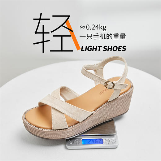 ZHR厚底凉鞋女2022年新款夏季百搭坡跟轻便复古一字带女鞋子 商品图3