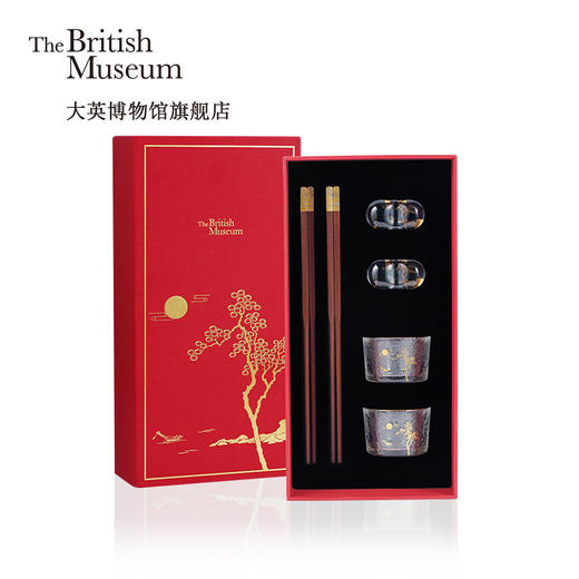 大英博物馆葛饰北斋系列月下小酌筷子锤纹酒杯筷架礼盒 商品图1