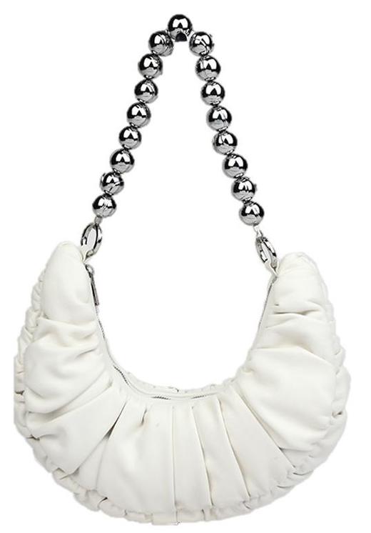 EVENING花椒粒褶皱腋下包 100%羊皮 白色/黑色 2022春夏新款 商品图1