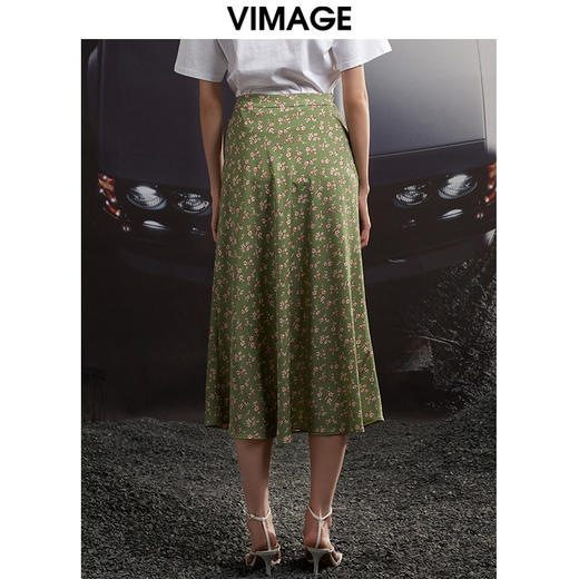VIMAGE/纬漫纪夏季新款高腰复古印花半身裙VB2206902 商品图4