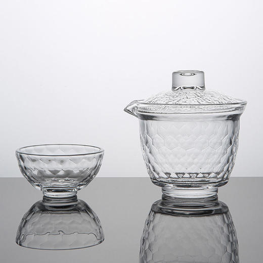 【顶先 一壶四杯】 高硼硅耐热玻璃五件套 蜂窝茶具小套装 商品图4