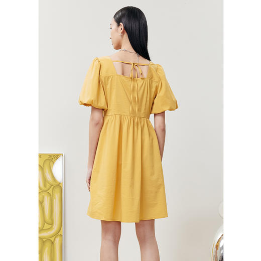 NEELLY纳俪商场同款方领泡泡袖连衣裙女收腰气质大摆裙夏季A字裙N22061Y01191 商品图1