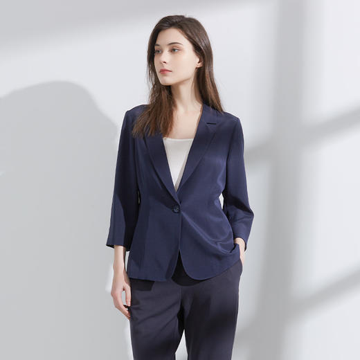 METTE2022年夏季新品女士西服外套职场通勤桑蚕丝小西装休闲外套 商品图3