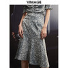 VIMAGE/纬漫纪夏季新款高腰复古印花鱼尾裙摆半身裙VB2206906 商品缩略图3
