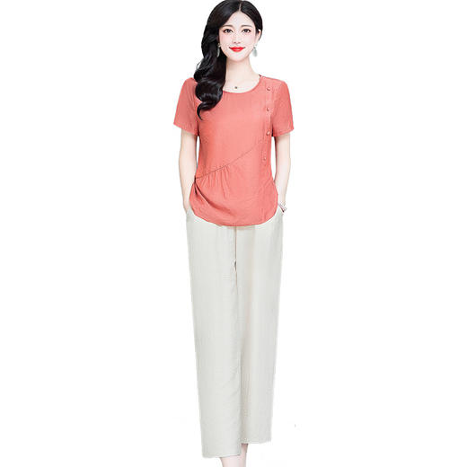 YWE  TYH-225091纯色雪纺衫休闲阔腿裤 商品图4
