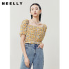 NEELLY纳俪商场同款法式方领泡泡袖衬衫女抽皱显瘦设计短款雪纺衫N22061R01181 商品缩略图0
