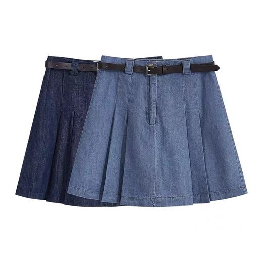 （清仓现货）【社群专供Z】韩系高腰牛仔A字百褶短裙 商品图1