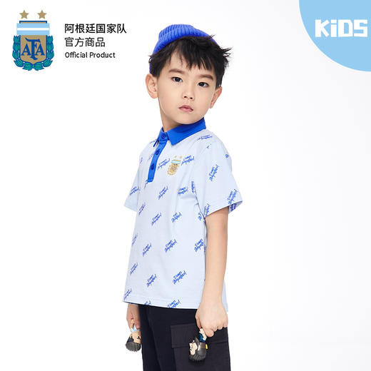 阿根廷国家队官方童装丨儿童字母蓝色花纹polo衫男童短袖足球夏装 商品图2