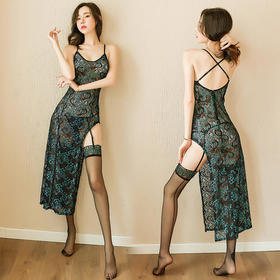 霏慕孔雀镂空刺绣古典旗袍情趣内衣制服套装