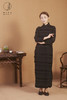 丝棉平肩长袖黑色横纹旗袍 商品缩略图2