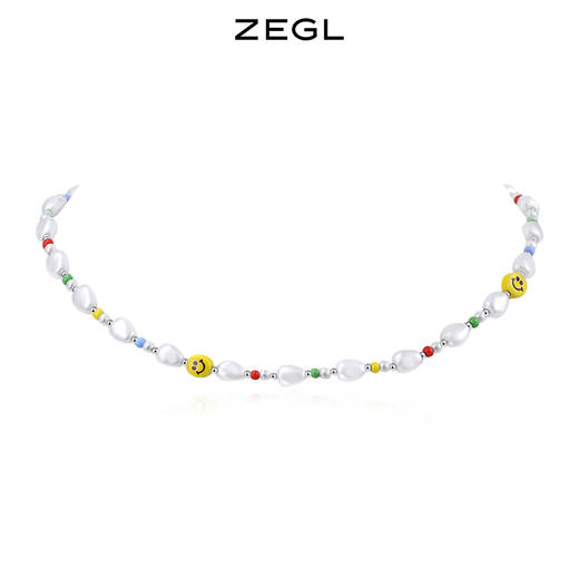 ZEGL小彩串夏日多巴胺穿搭设计师笑脸串珠项链女生珍珠小熊锁骨链 商品图1