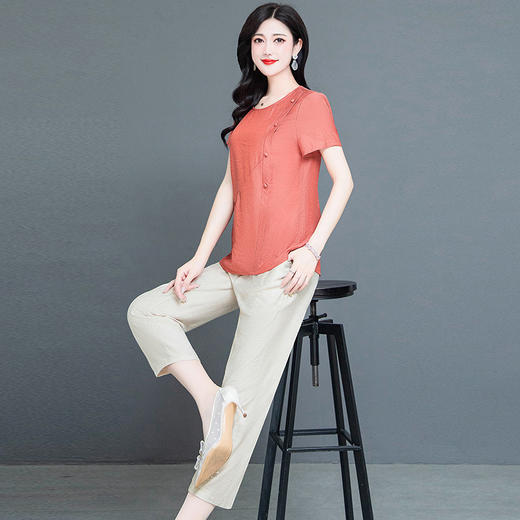 YWE  TYH-225091纯色雪纺衫休闲阔腿裤 商品图3